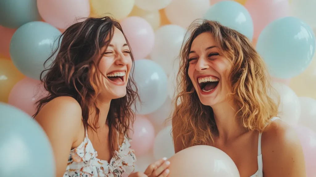 deux mamans qui rigolent à l'oaccasion d'un baby showers