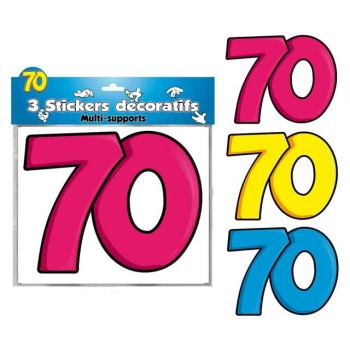 3 stickers décoratifs 70 ans