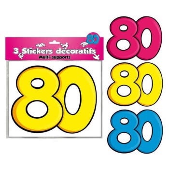 3 stickers décoratifs 80 ans