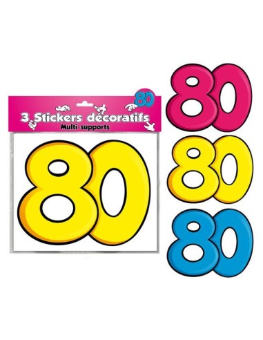 3 stickers décoratifs 80 ans