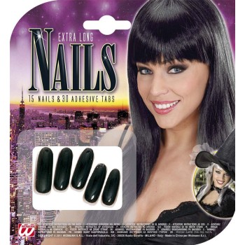 15 faux ongles noirs