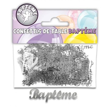 Confettis de table Baptême argent