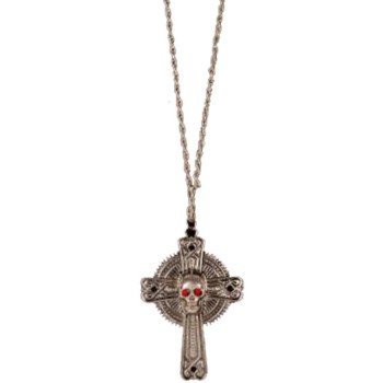 Collier croix avec tête de mort