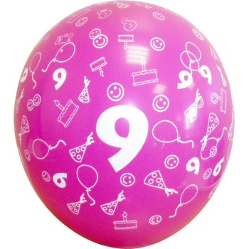 Sachet de 10 ballons chiffre 9