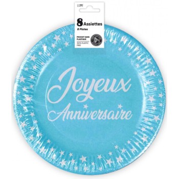 8 assiettes anniversaire 23cm