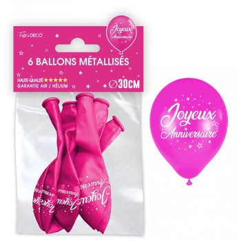 6 ballons métal Joyeux Anniversaire