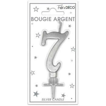 Bougie chiffre 7 argent