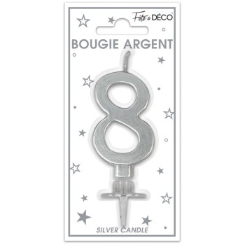 Bougie chiffre 8 argent