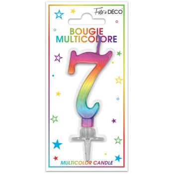 Bougie chiffre 7 multicolore