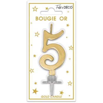 Bougie chiffre 5 or