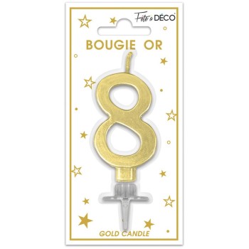 Bougie chiffre 8 or