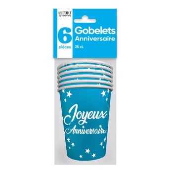 6 gobelets anniversaire 25cl