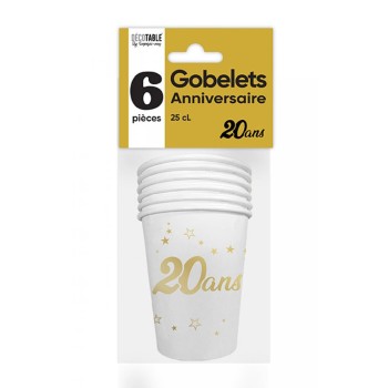 6 gobelets 20 ans or