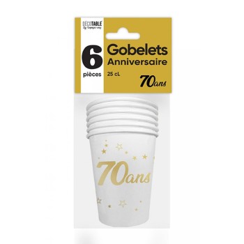 6 gobelets 70 ans or