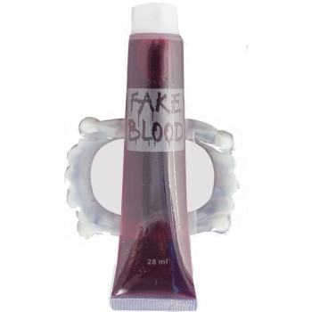 Faux sang en gel avec dentier de vampire - 28 ml