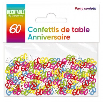 Confettis de table multicolore 60 ans