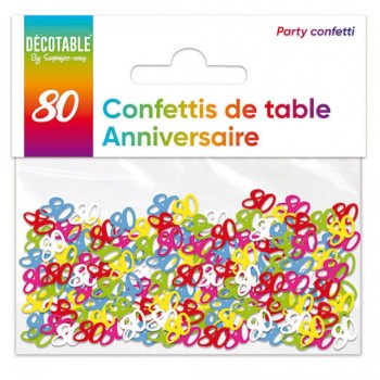 Confettis de table multicolore 80 ans