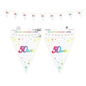 Guirlande fanion 50 ans multicolore