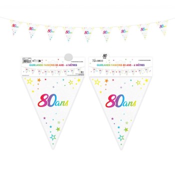 Guirlande fanion 80 ans multicolore