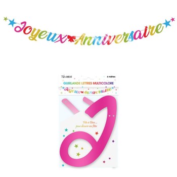 Guirlande lettres Joyeux Anniversaire métallisé