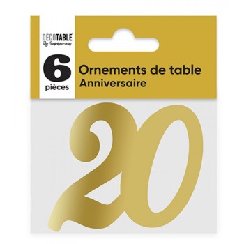 6 ornements de table 20 ans or