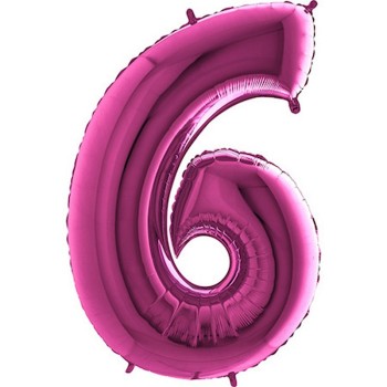 Ballon chiffre 6 géant fuchsia