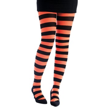 Collant rayures noir orange