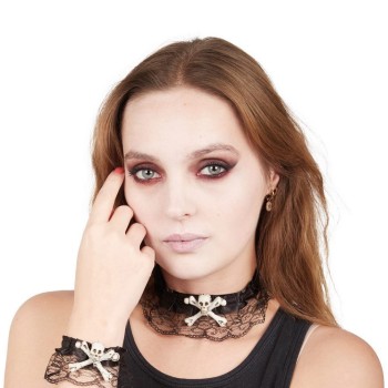 Collier et bracelet tête de mort avec os