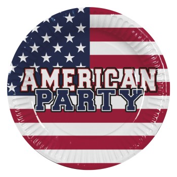 10 assiettes USA American Party