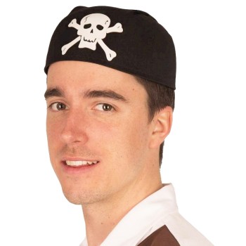 Coiffe pirate tête de mort noir