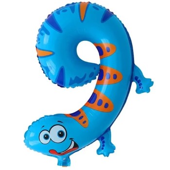 Ballon en forme de chiffre 9 et lézard pour anniversaire