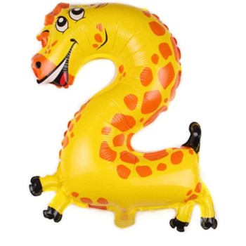 Ballon en forme de chiffre 2 et girafe pour anniversaire