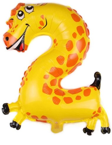 Ballon en forme de chiffre 2 et girafe pour anniversaire