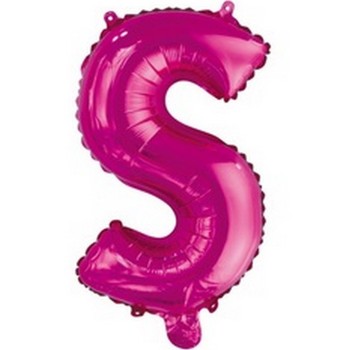 Ballon en forme de lettre S couleur rose/fuchsia pour anniversaire