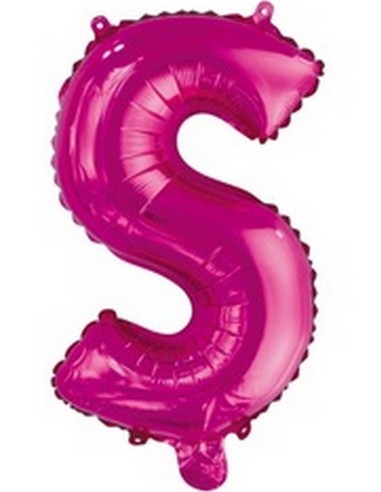 Ballon en forme de lettre S couleur rose/fuchsia pour anniversaire