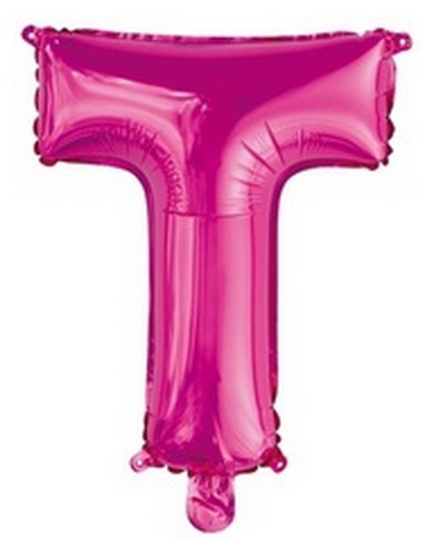 Ballon en forme de lettre T couleur rose/fuchsia pour anniversaire