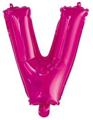 Ballon en forme de lettre V couleur rose/fuchsia pour anniversaire