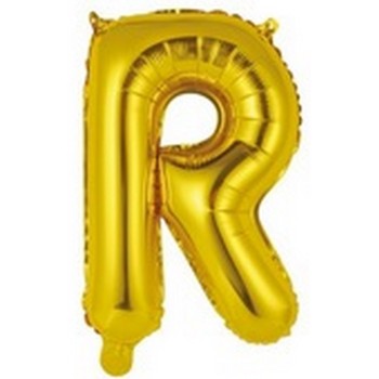 Ballon en forme de lettre R couleur or/doré pour anniversaire