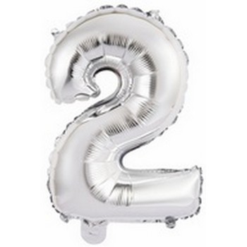 Ballon en forme de chiffre 2 couleur argent pour anniversaire