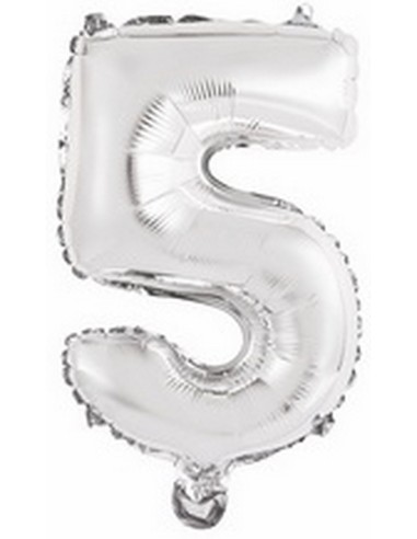 Ballon en forme de chiffre 5 couleur argent pour anniversaire