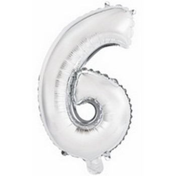 Ballon en forme de chiffre 6 couleur argent pour anniversaire