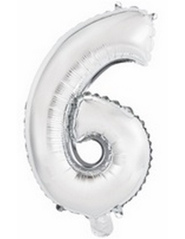 Ballon en forme de chiffre 6 couleur argent pour anniversaire