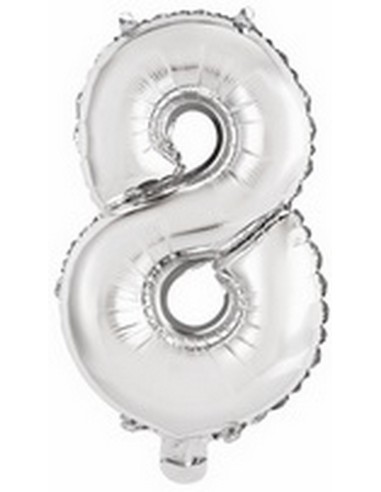 Ballon en forme de chiffre 8 couleur argent pour anniversaire