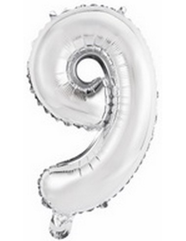 Ballon en forme de chiffre 9 couleur argent pour anniversaire