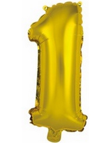 Ballon en forme de chiffre 1 couleur or pour anniversaire