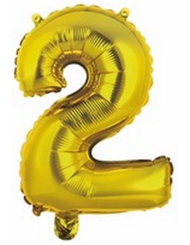 Ballon en forme de chiffre 2 couleur or pour anniversaire