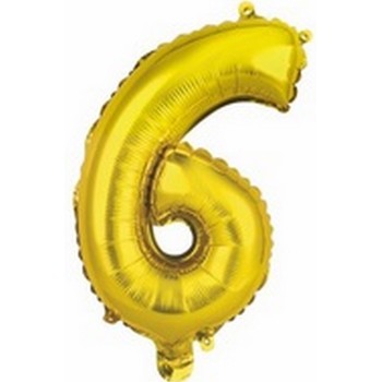 Ballon en forme de chiffre 6 couleur or pour anniversaire