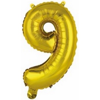 Ballon en forme de chiffre 9 couleur or pour anniversaire