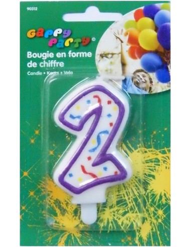 Bougie chiffre 2 pour gâteau d'anniversaire