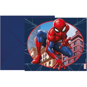 6 cartes invitation Spiderman